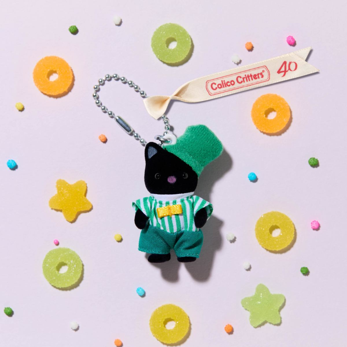 Alternative view of Keychain Tuxedo Cat | Baby Green Emerald Series